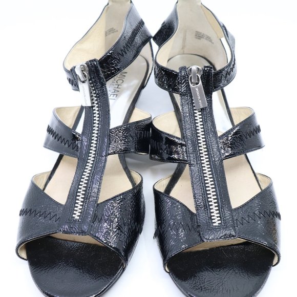 MICHAEL KORS Berkley Black Patent Leather Sandals, Size 10.5 - Picture 1 of 2